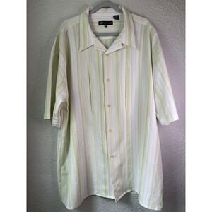 Montique Striped Button Up Bowling Shirt Short‎ Sleeve Casual 3XL